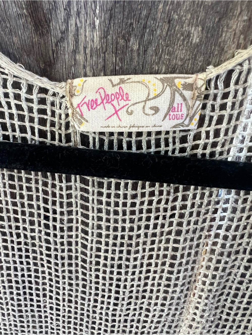 Free People Cream Open-Weave Cardigan with Black Trim